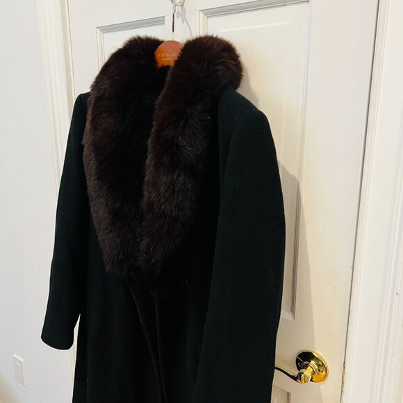 Marvin Richards Penny Lane Coat with Mongolian Lamb Fur Trim, size 10 - Picture 4 of 16